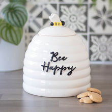 Load image into Gallery viewer, Bee Happy Ceramic Storage Jar