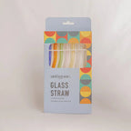 Reusable Glass Straws Set 6 Wavy Multi