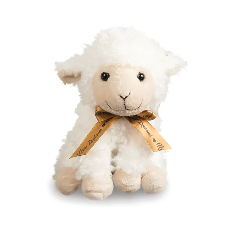 Sheep Toy Sitting with Tan Ribbon 18cm