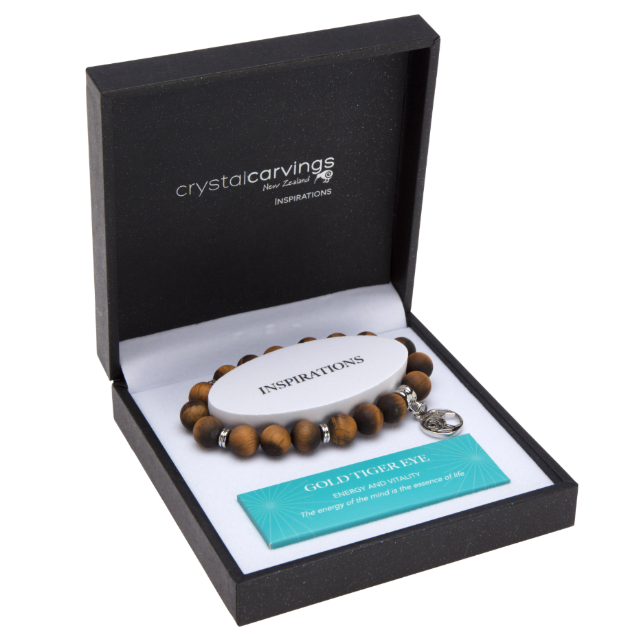 Kiwi Charm Bracelet Gold Tiger Eye