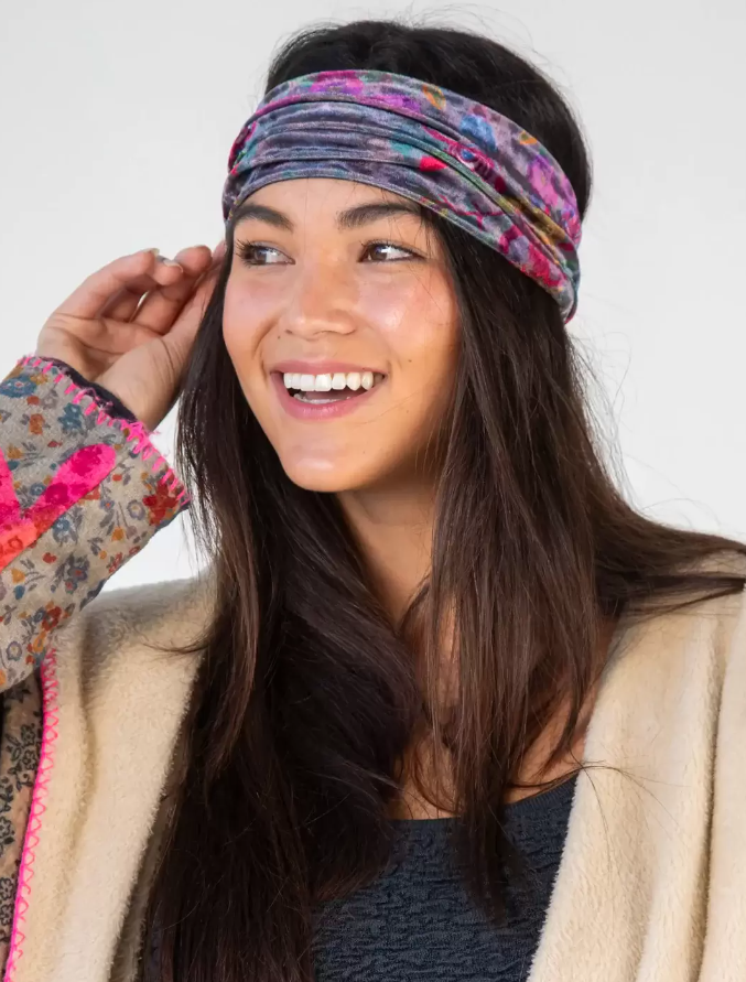 Half Boho Bandeau Velvet Floral Garden