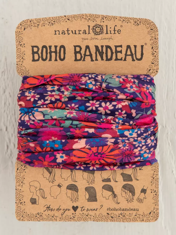 Boho Bandeau Dark Red/Pink Floral