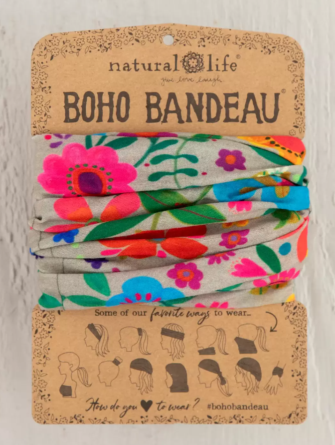 Boho Bandeau Taupe Folk Flower