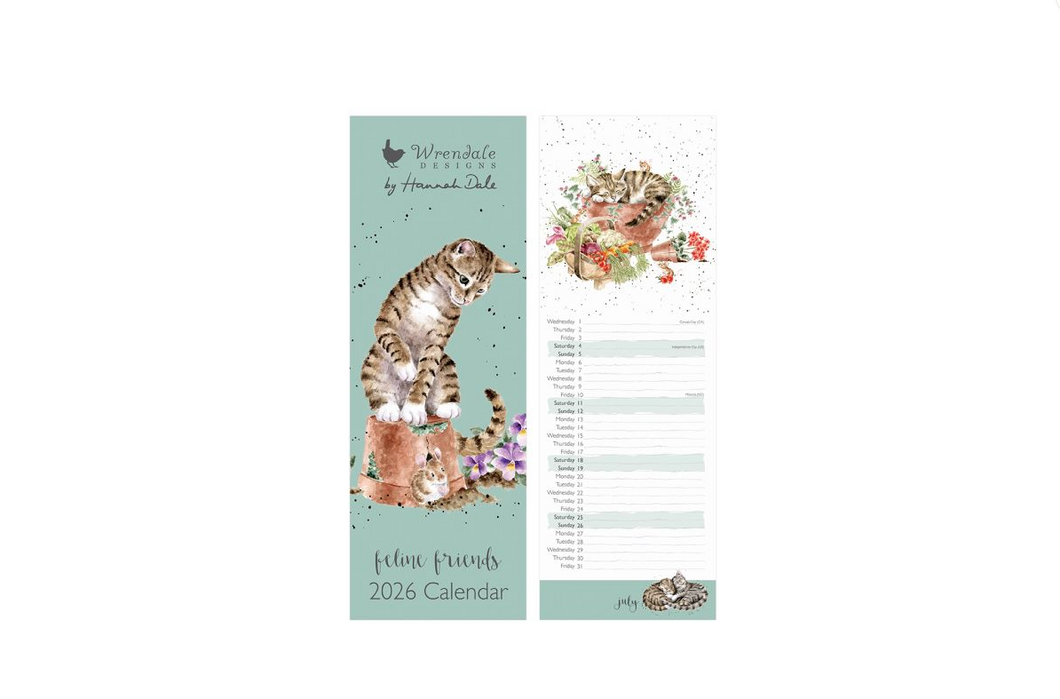 Wrendale Feline Friends Slim 2026 Calendar