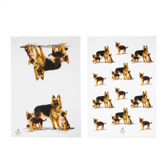 Puppy Love German Shepherd 2pack Tea Towels