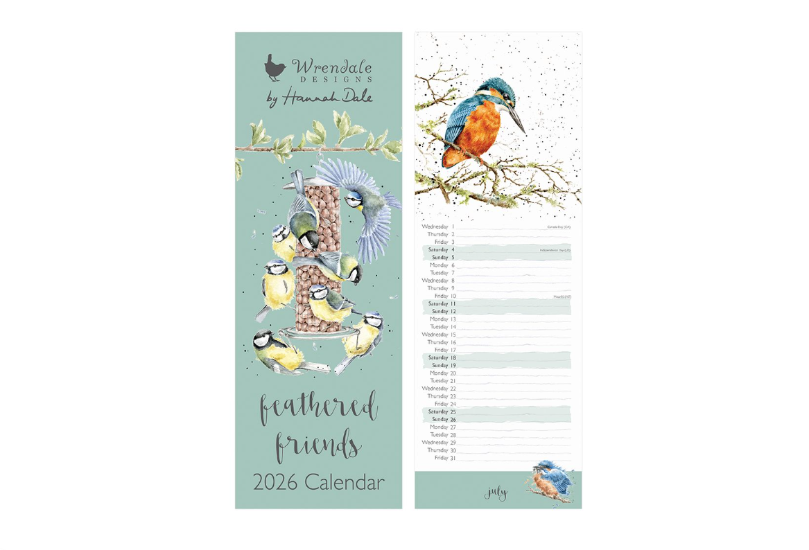 Wrendale Feathered Friends Slim 2026 Calender