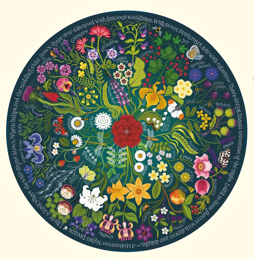 Shakespeares Flowers 1000 Piece Circular Jigsaw Puzzle