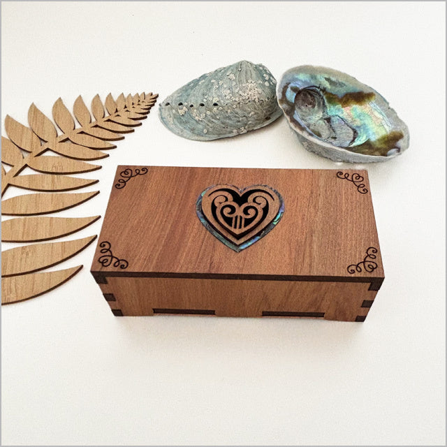 Small Rectangel Trinket Box Relief Koru Heart
