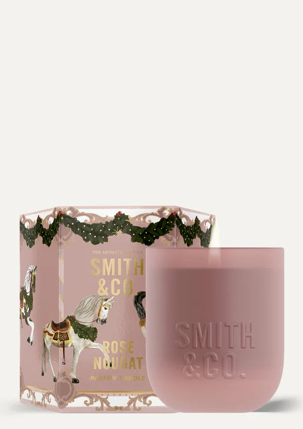 Smith & Co Festive Candle Rose Nougat 80g