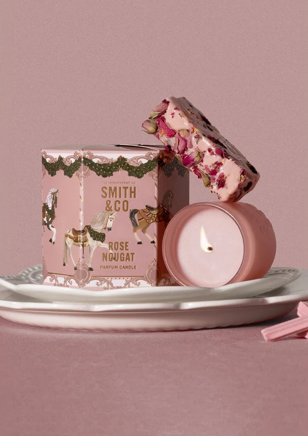 Smith & Co Festive Candle Rose Nougat 80g