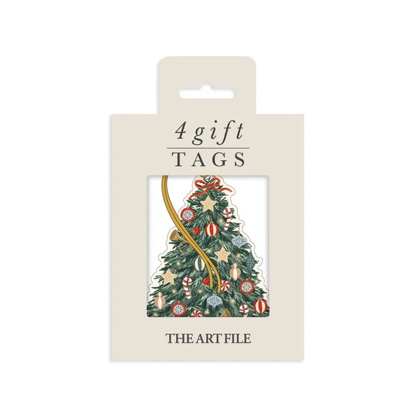 Xmas Gift Tag Festive Tree 4pack
