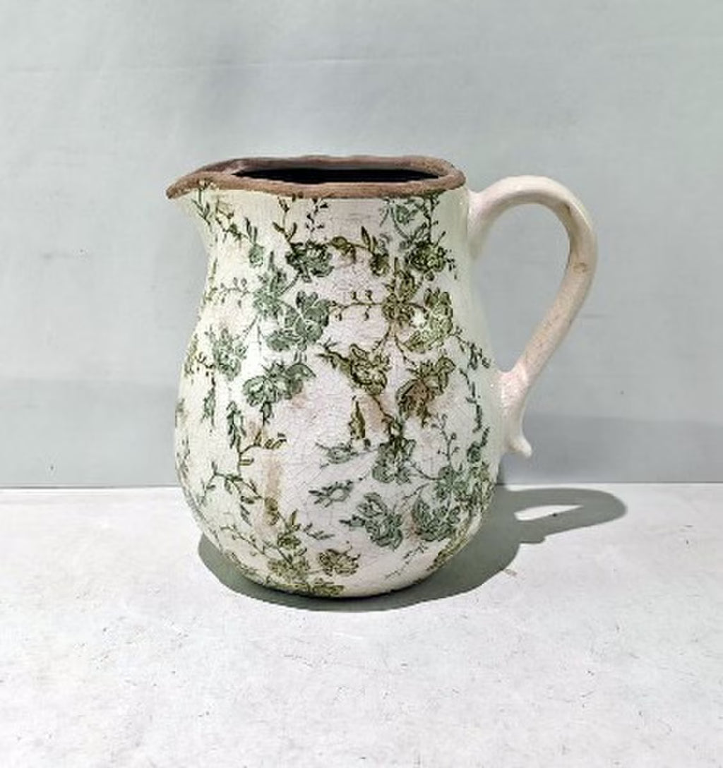 Green Floral Ceramic Jug Green 3015