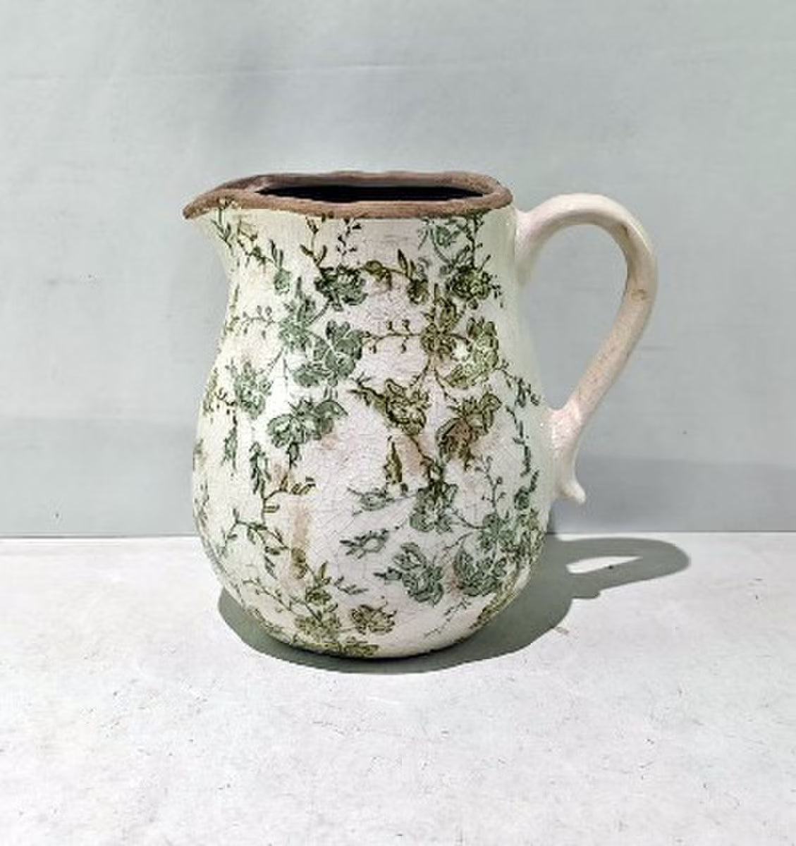 Green Floral Ceramic Jug Green 3015