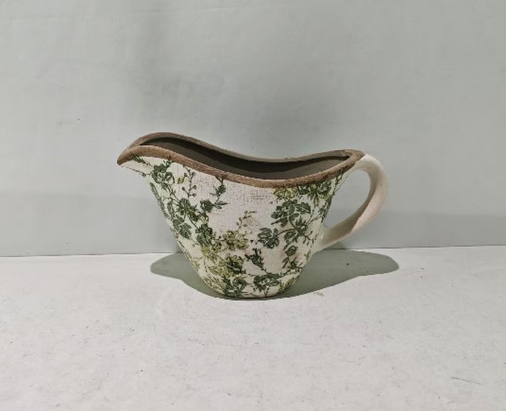Green Floral Ceramic Jug Green 3017