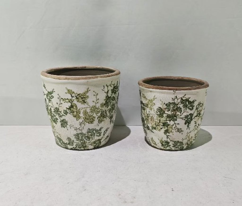 Green Floral Pot Green 3021