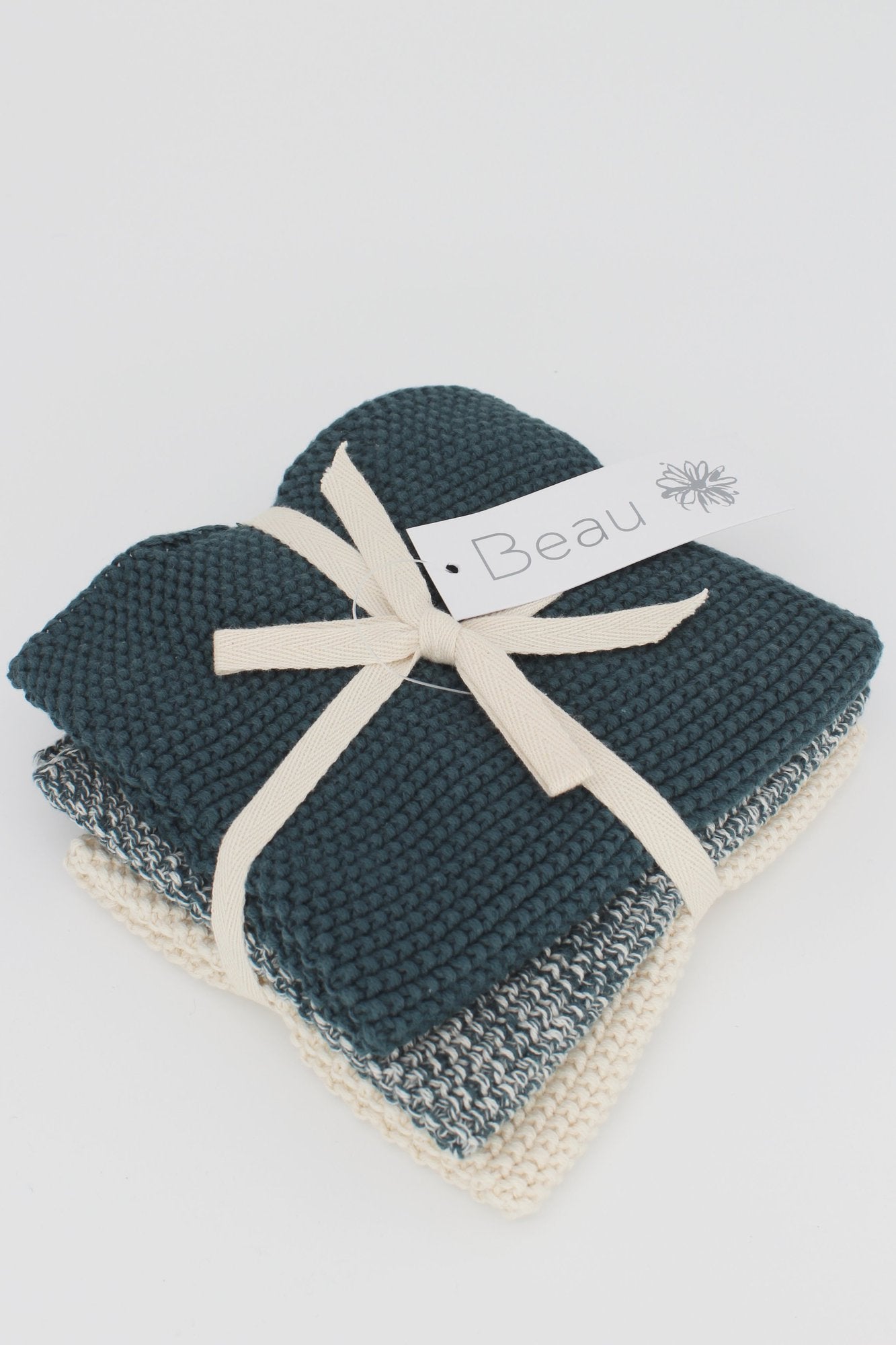 Wash Cloths Set of 3 Teal Fleck