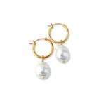 Steel Me Yellow Gold Baroque Pearl Earrings