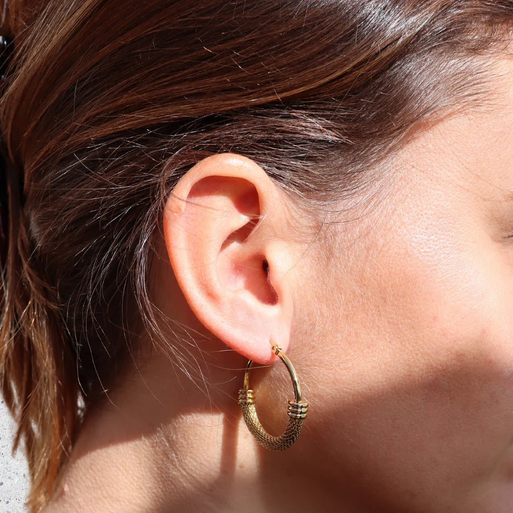 Steel Me Stainless Yellow Gold Mimi Hoop Earring 30mm