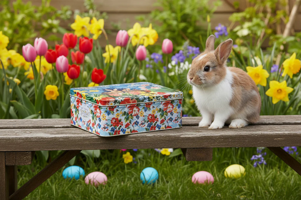 Vintage Easter Rabbits Deep Rectangle Tin