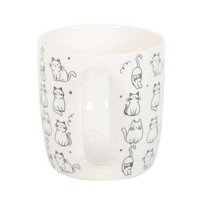 White Happy Cat Print Ceramic Mug
