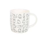 White Happy Cat Print Ceramic Mug
