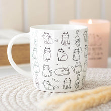 Load image into Gallery viewer, White Happy Cat Print Ceramic Mug