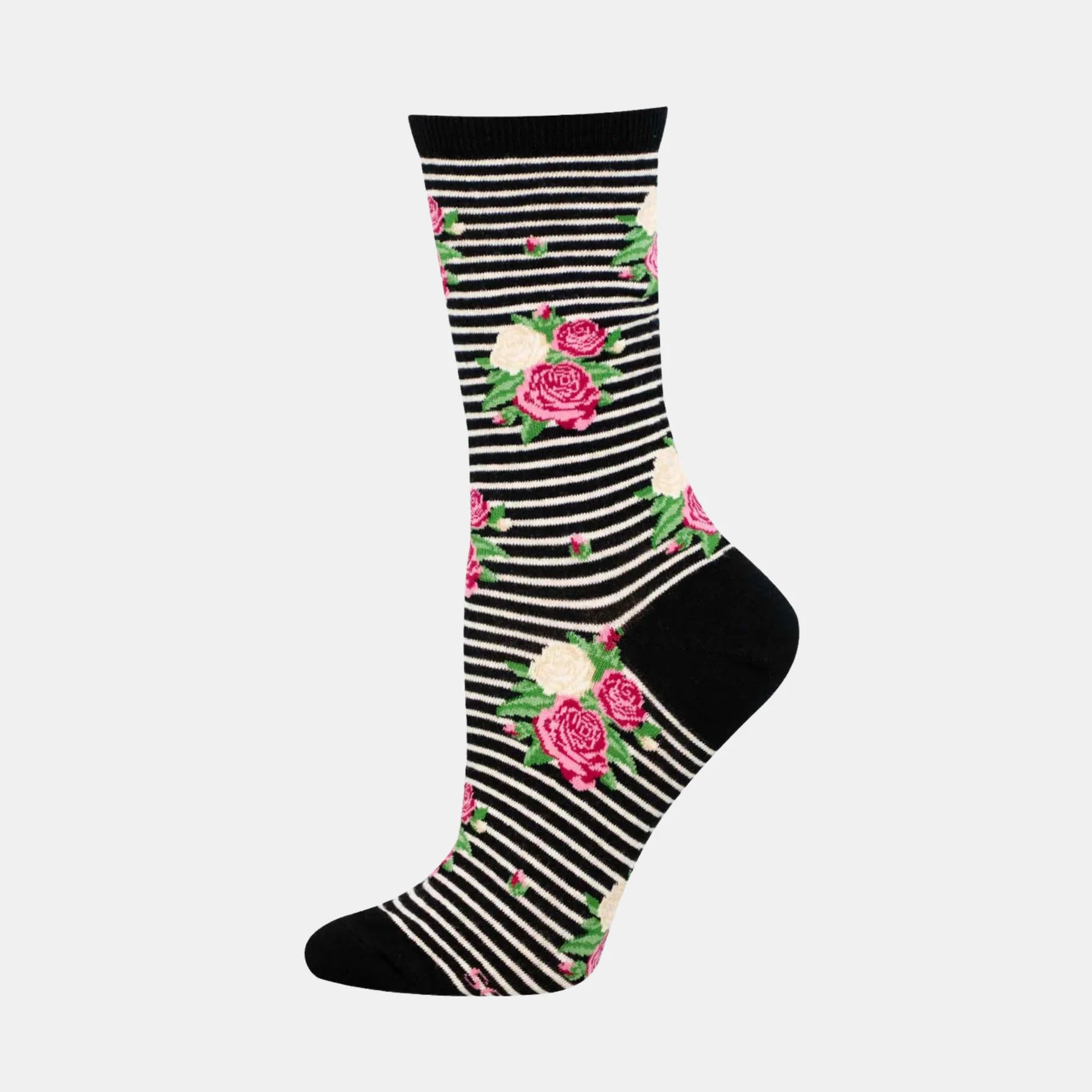 W Rows of Roses Black Sock