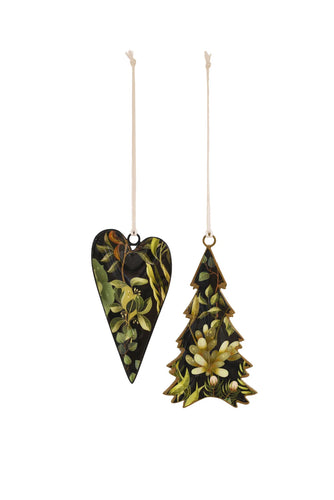 Enamel Hanging Floral Heart & Tree Set of 2