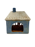 Blue Tealight House with Flags 037