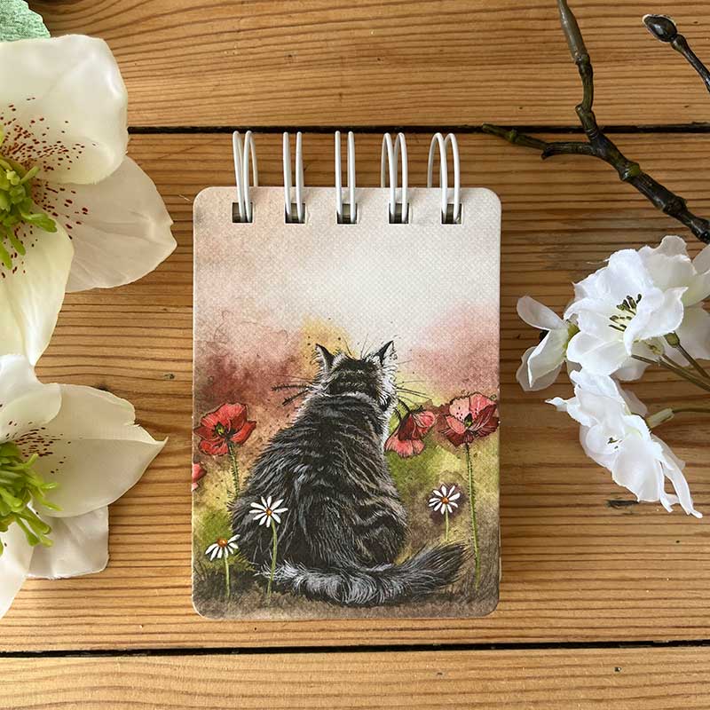Cat in the Poppies Small Spiral Notebook