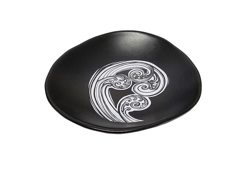 White Ponga Detail on Black 10cm Porcelain Bowl