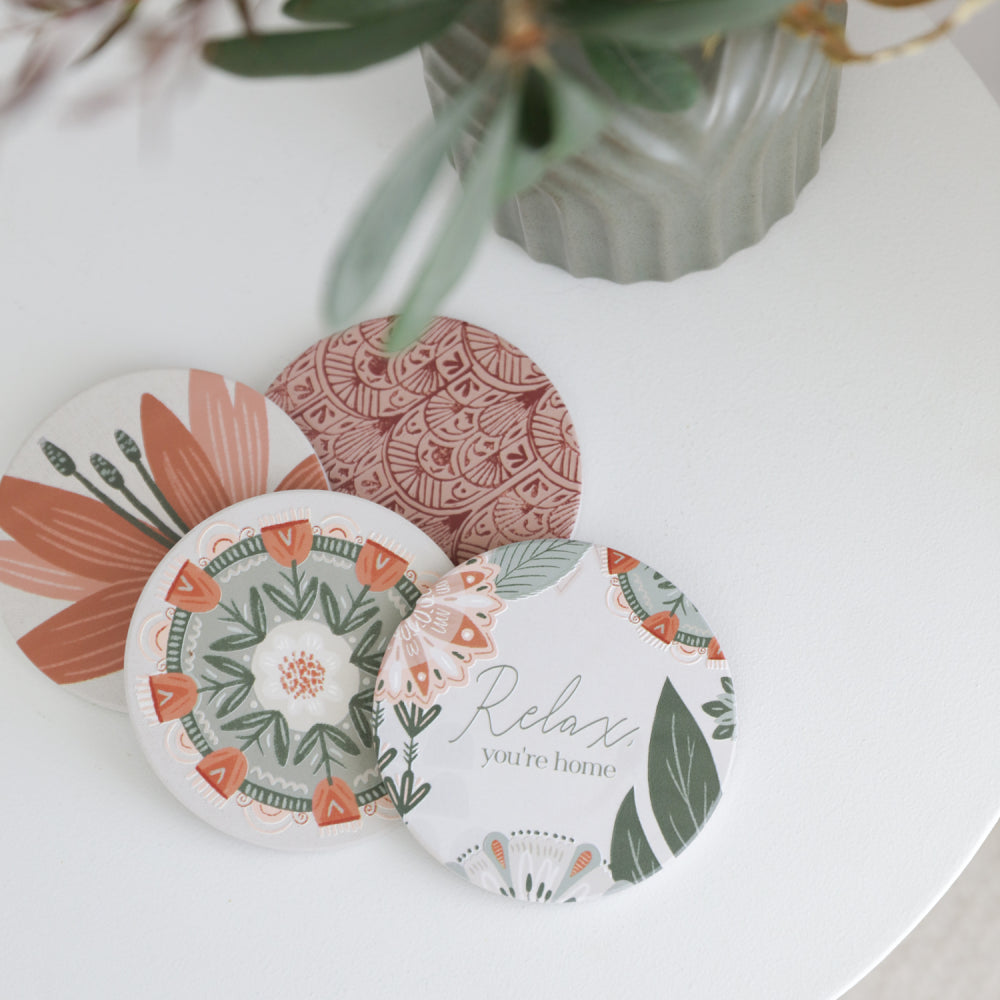 Amber Garden Tulips Ceramic Coaster