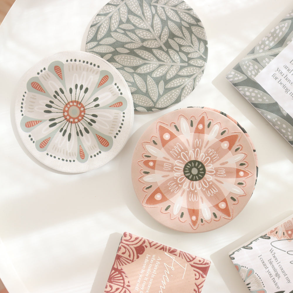 Amber Garden Tulips Ceramic Coaster