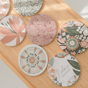Amber Garden Pattern Ceramic Coaster