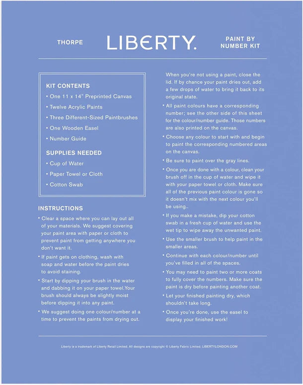 Liberty Kit Thorpe Paint by Numbers