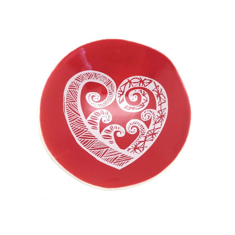White Aroha On Red Porcelain 7cm Bowl