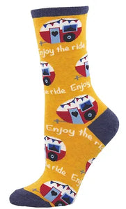 W Enjoy the Ride Gold Heather Sock