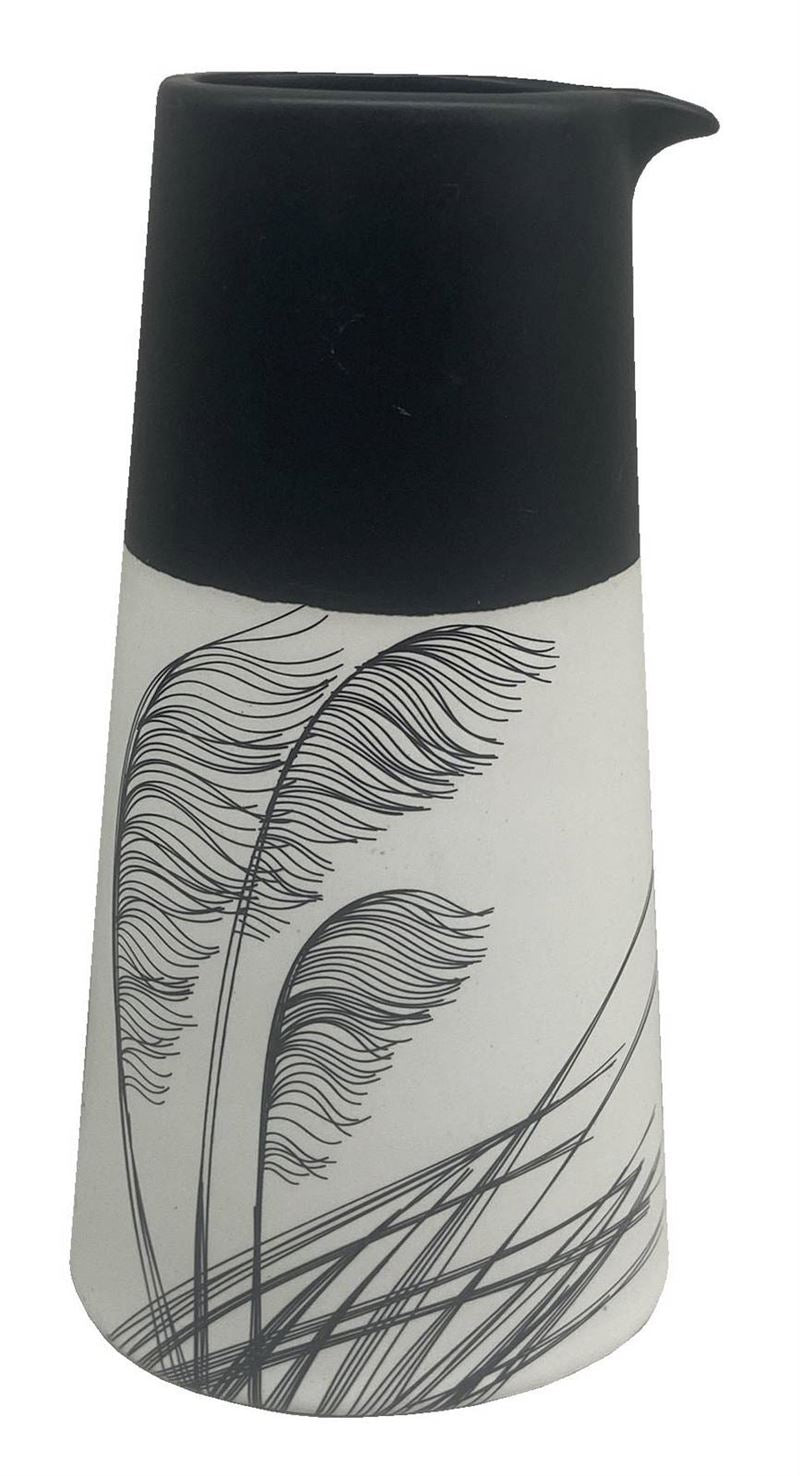 Toetoe Black on White Porcelain Jug