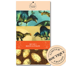 Load image into Gallery viewer, Walk the Dinosaurs Set of 3 Beeswax Wrap