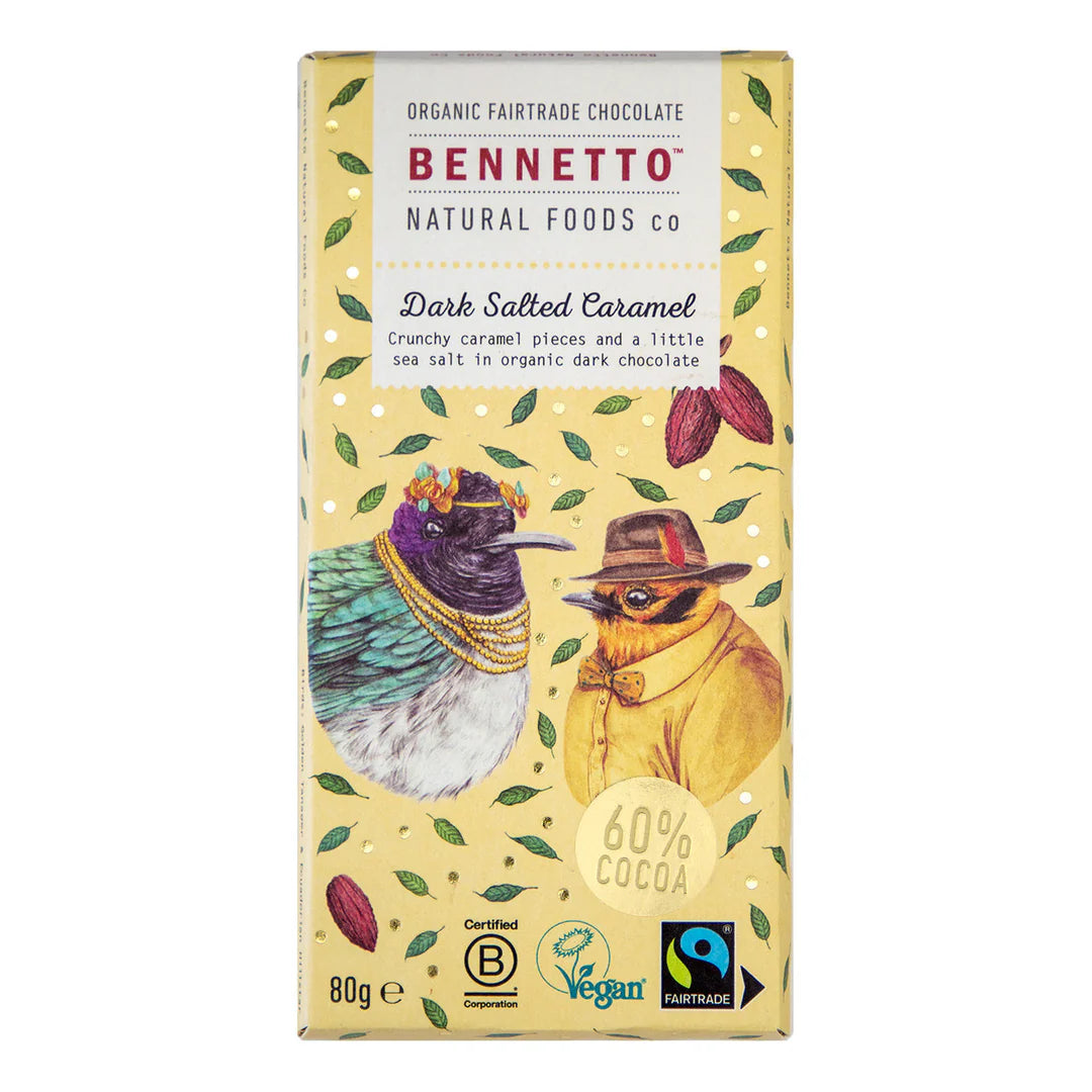 Fairtrade Bennetto Dark Chocolate Salted Caramel 80gm