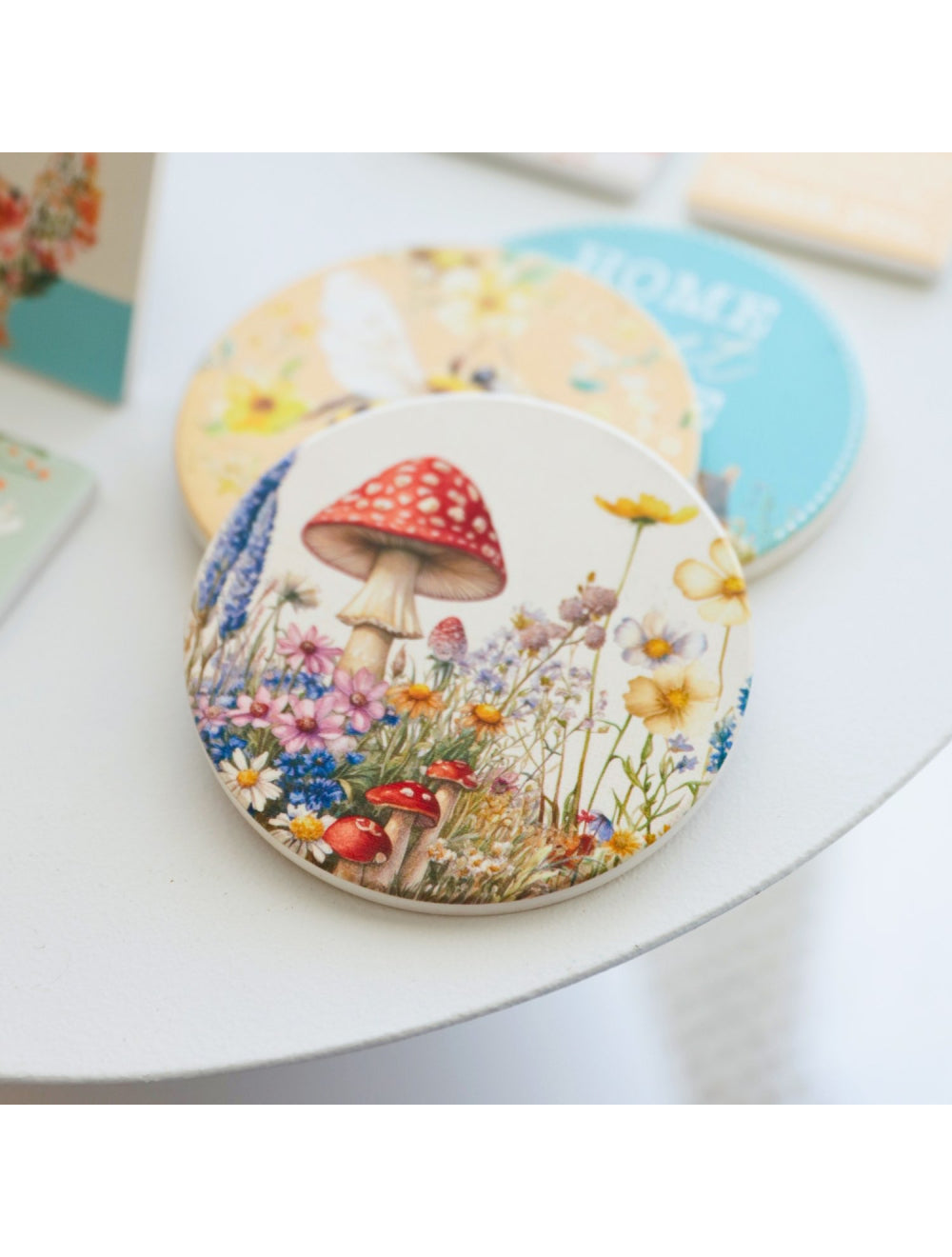 Cottage Grove Mushrooms Ceramic Coaster