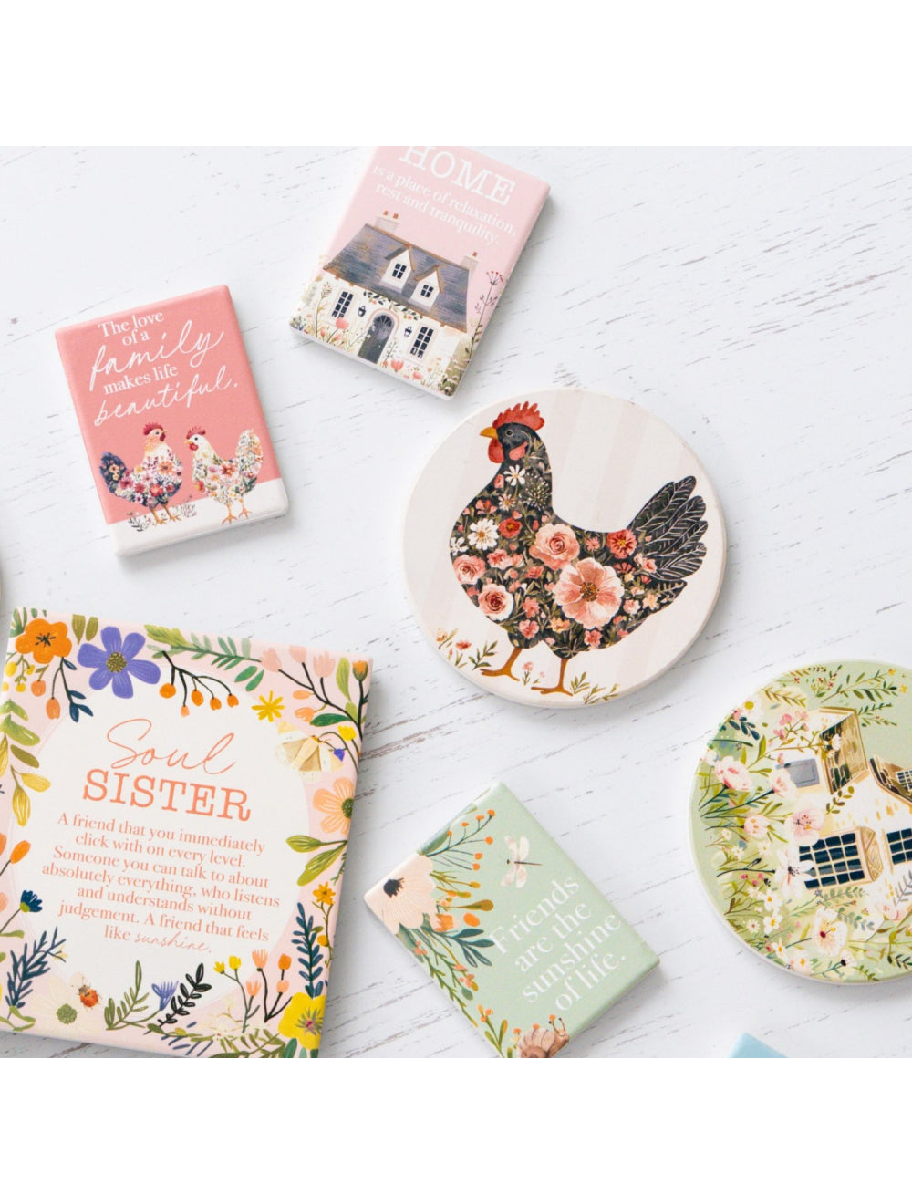 Cottage Grove Dark Hen Ceramic Coaster