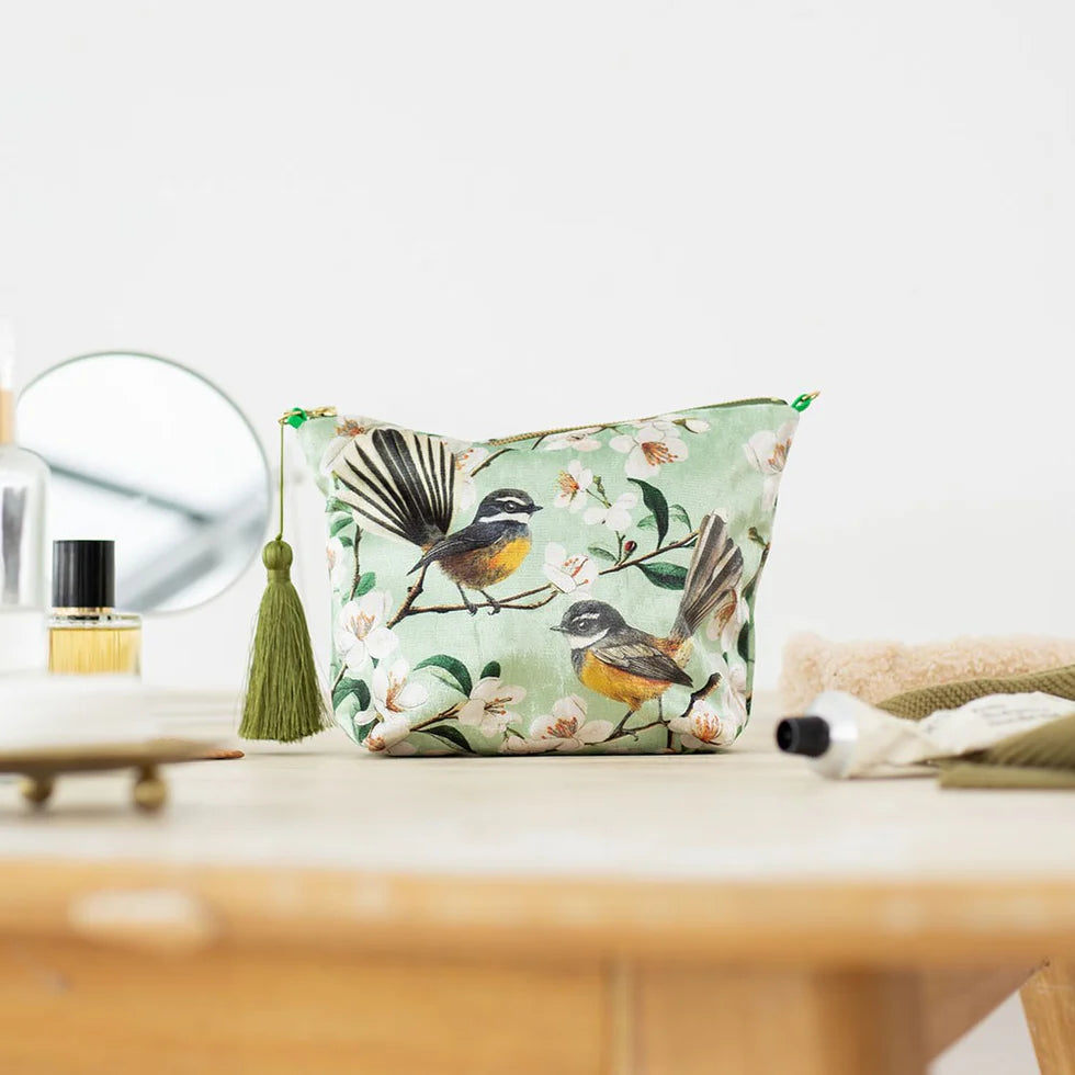 Chatty Fantails Velvet Cosmetic Bag