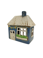 Blue Tealight House with Flags 037