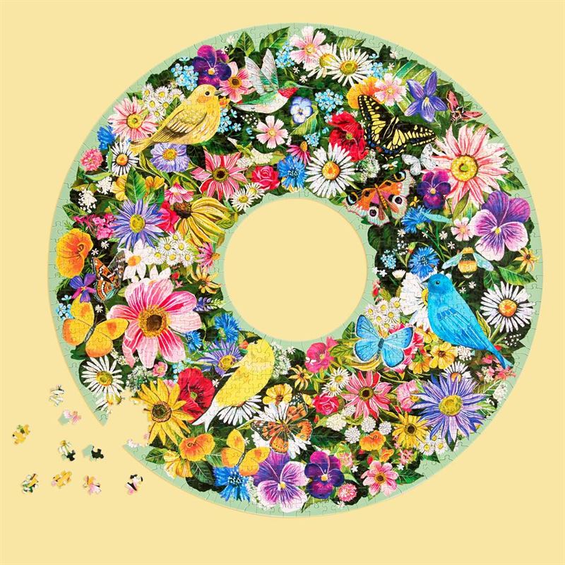 Spring Floral Wreath 1000p Round Puzzle