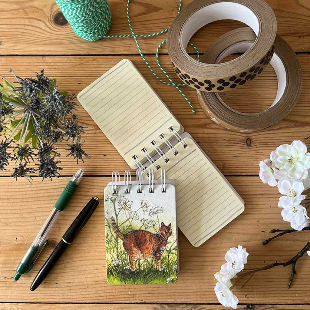 Cat in the cow parsley Small Spiral Notebook