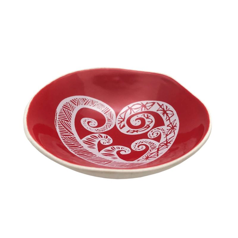 White Aroha On Red Porcelain 7cm Bowl