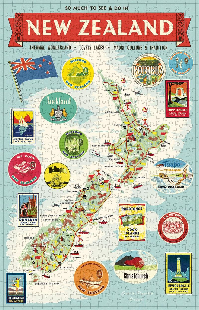 NZ Map 500 Piece Vintage Puzzle