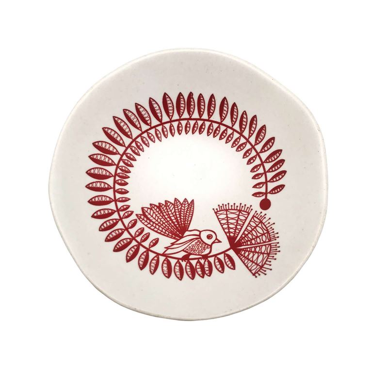 Red Fantail & Pohutukawa on White 7cm Bowl