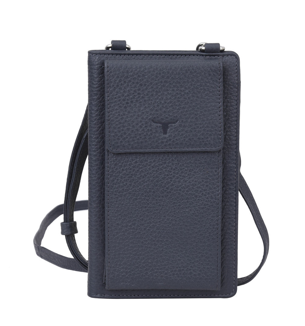 Phoebe Leather Phone Pouch Navy